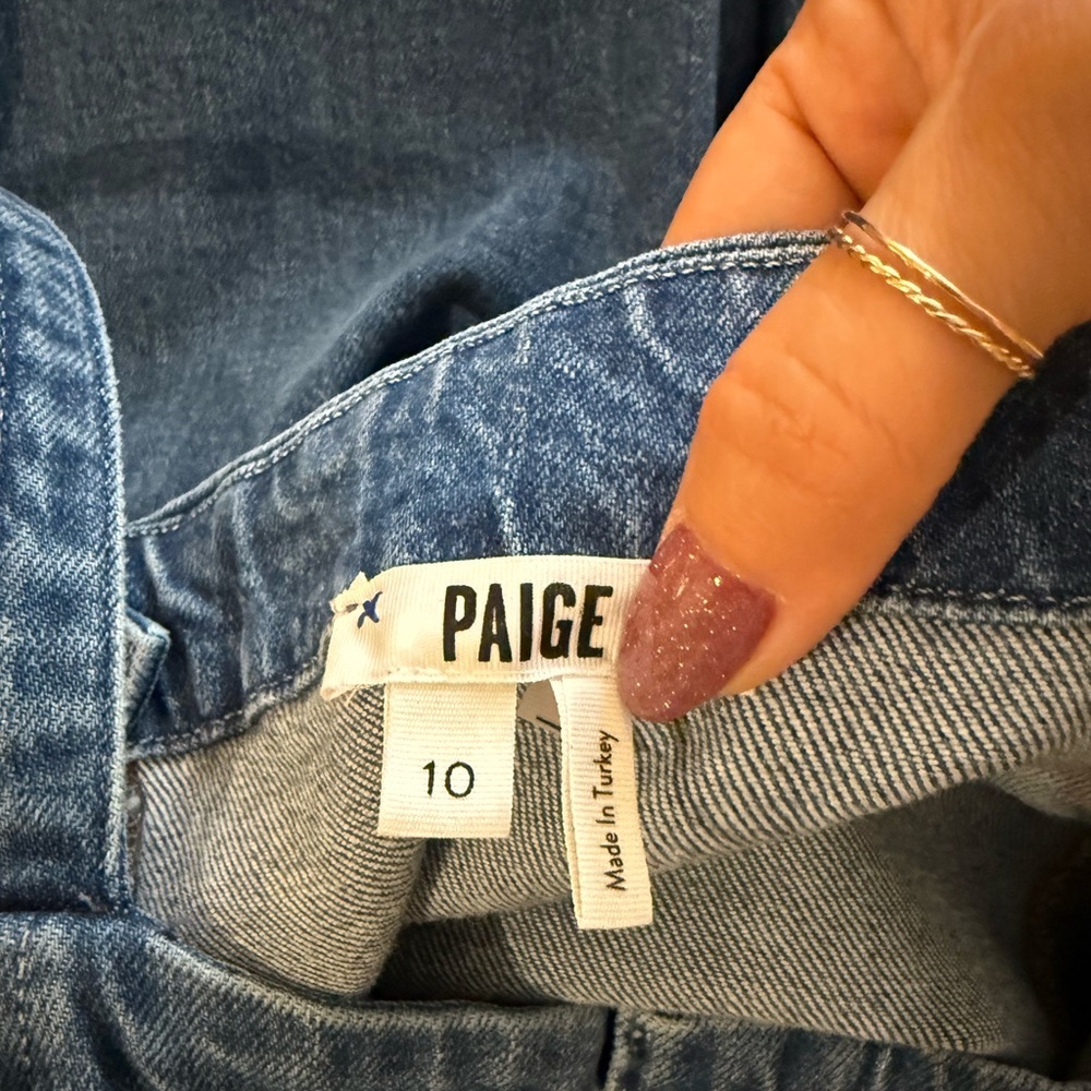 Women’s PAIGE Anessa Seamed Denim Wide Leg Cropped Jumpsuit in Delia - Picture 8 of 13